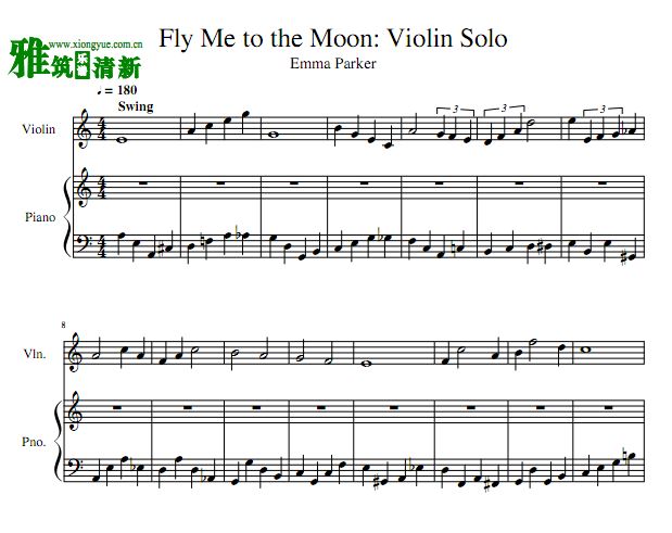 Fly Me to the Moon小提琴独奏钢琴伴奏谱