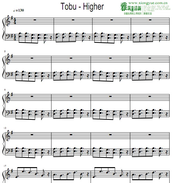 Tobu  Higher 钢琴谱
