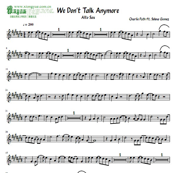 We Don't Talk Anymore萨克斯谱