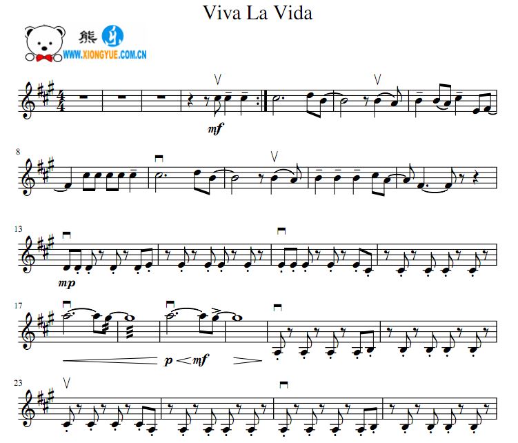 vivalavida钢琴谱,vivalavida钢琴 viva la vida 小提琴独奏谱