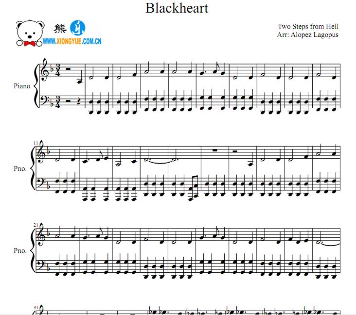 Two Steps From Hell - Blackheart钢琴谱