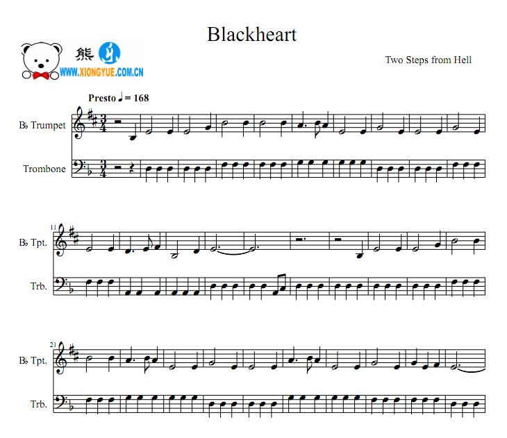 Blackheart长号Bb小号合奏谱