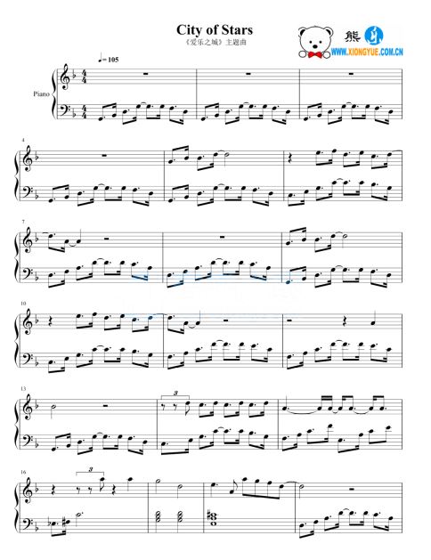 爱乐之城主题曲免费钢琴谱 JPE图片 city of star钢琴谱