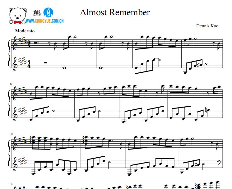 Almost Remember钢琴谱