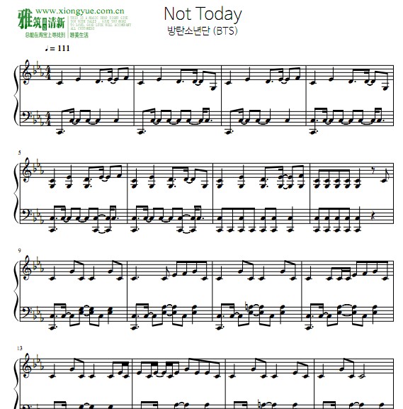BTS NOT TODAY钢琴谱