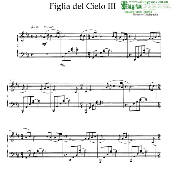 Figlia del Cielo III钢琴谱