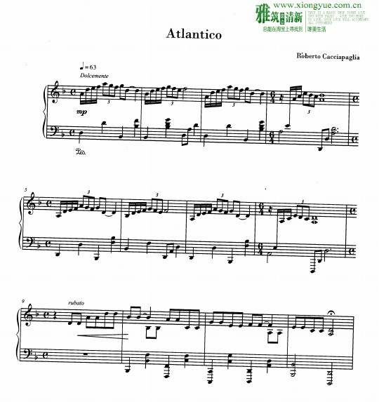 Atlantico钢琴谱