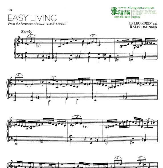 easy living钢琴谱