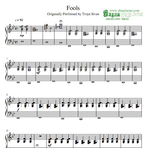 Fools钢琴谱