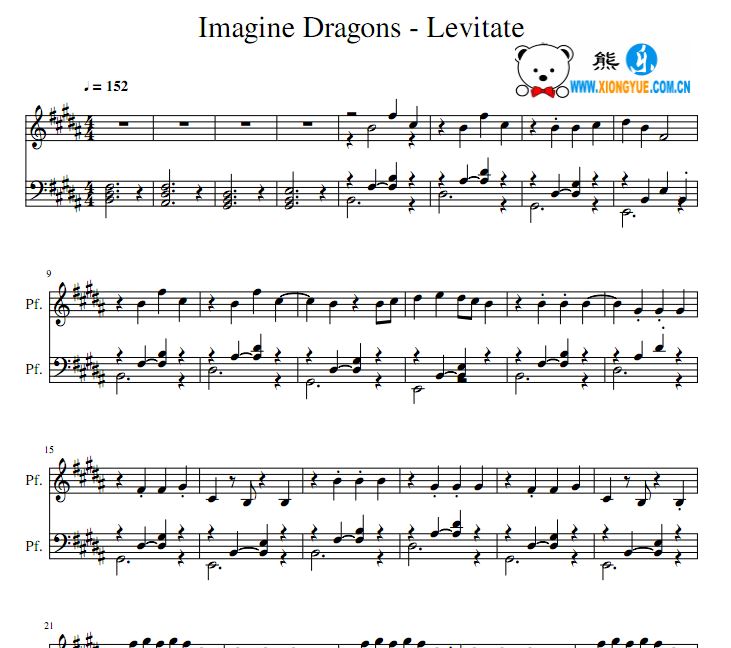 Passengers钢琴谱 Imagine Dragons - Levitate钢琴谱