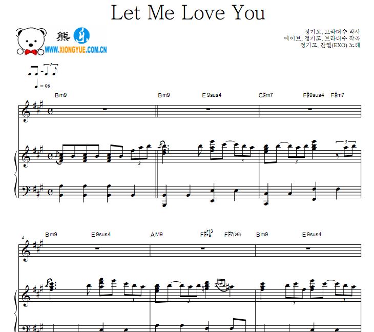Junggigo 郑基高 Let Me Love You钢琴弹唱谱