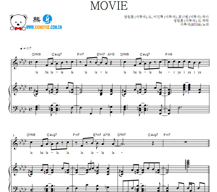 BTOB - MOVIE原版独奏钢琴谱