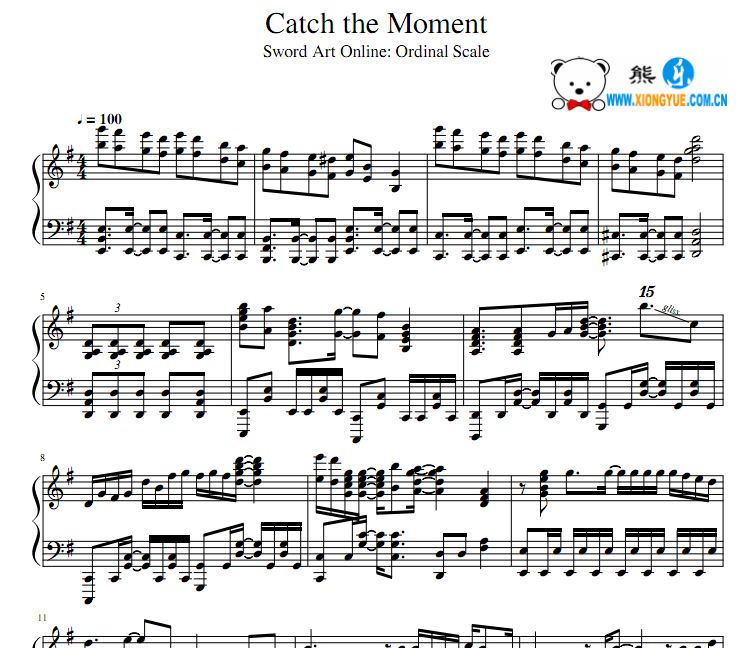 刀剑神域 序列之争ED Catch the Moment钢琴谱