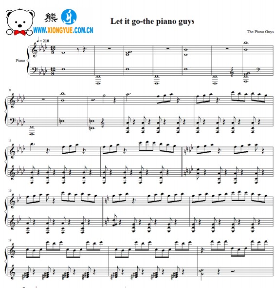 冰雪奇缘主题曲 Let It Go钢琴谱