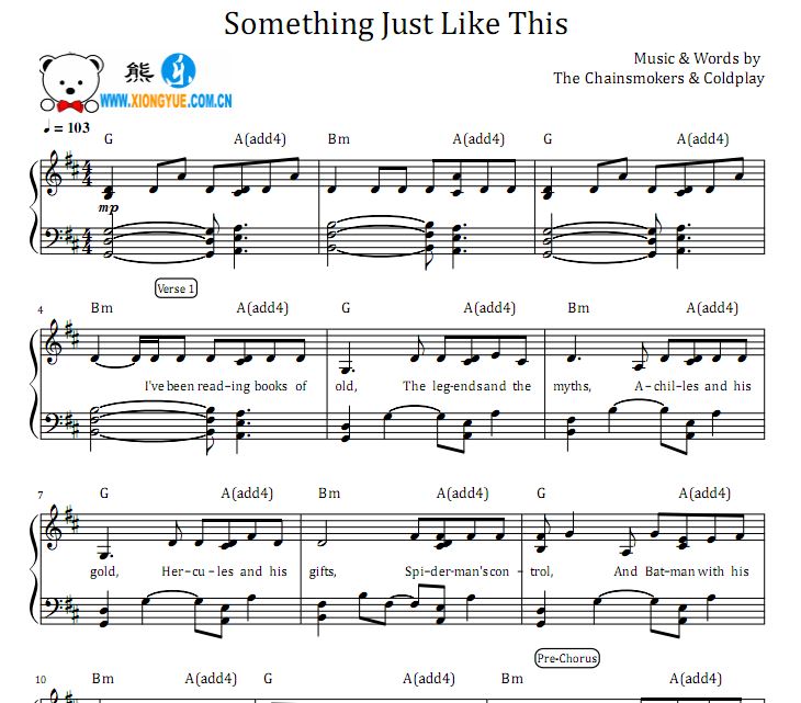Something Just Like This钢琴谱