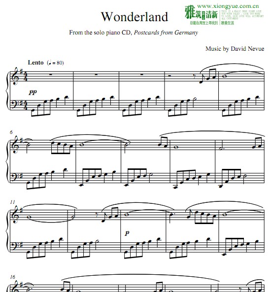 David Nevue - Wonderland钢琴谱