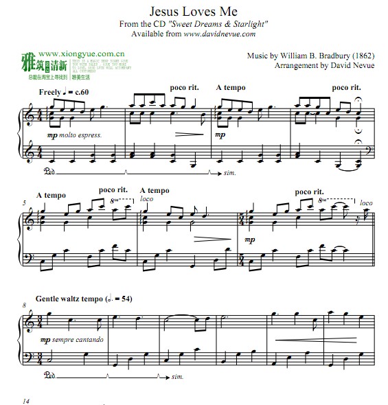 David Nevue - Jesus Loves Me钢琴谱