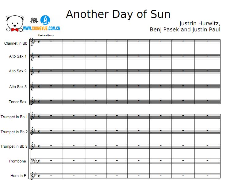爱乐之城交响乐谱 Another Day of Sun乐队总谱