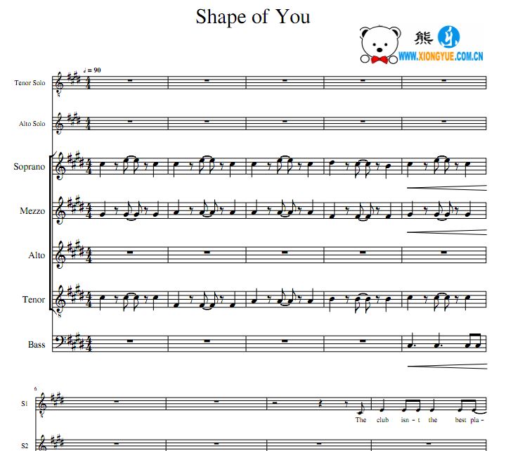 Shape of You A Capella阿卡贝拉谱 TASMATB