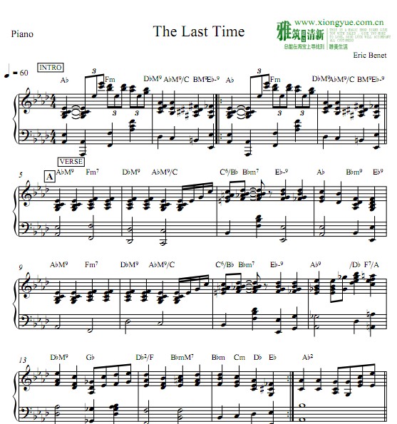Eric Benet - The Last Time钢琴谱