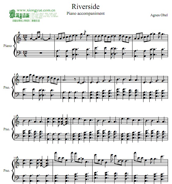 Agnes Obel - Riverside (piano accompaniment)钢琴谱