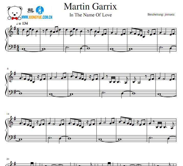 Martin Garrix - In The Name Of Love钢琴独奏谱