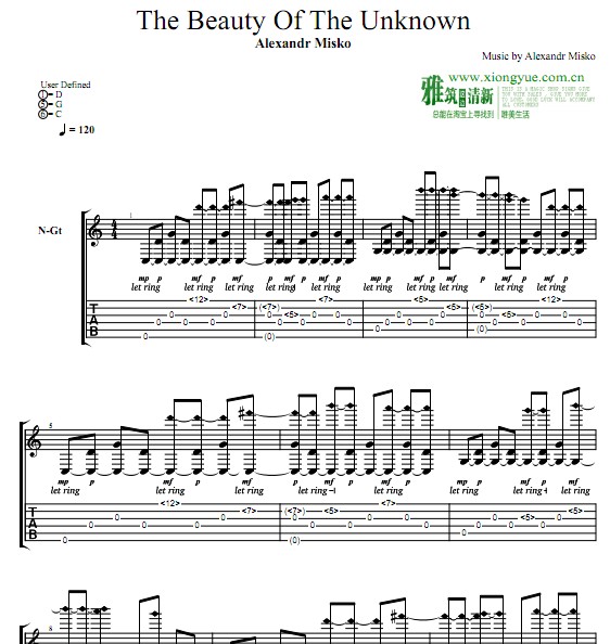 Alexandr Misko版 The Beauty Of The Unknown指弹吉他谱