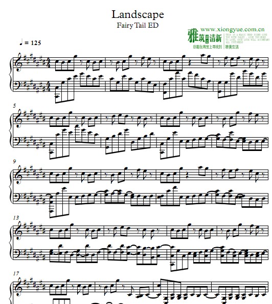 妖精的尾巴Fairy Tail Ed 22 - Landscape钢琴谱