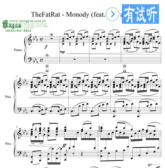 TheFatRat - Monody难版钢琴谱