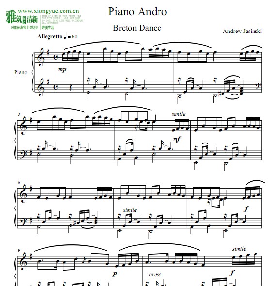 Andrew Jasinski - Piano Andro钢琴谱