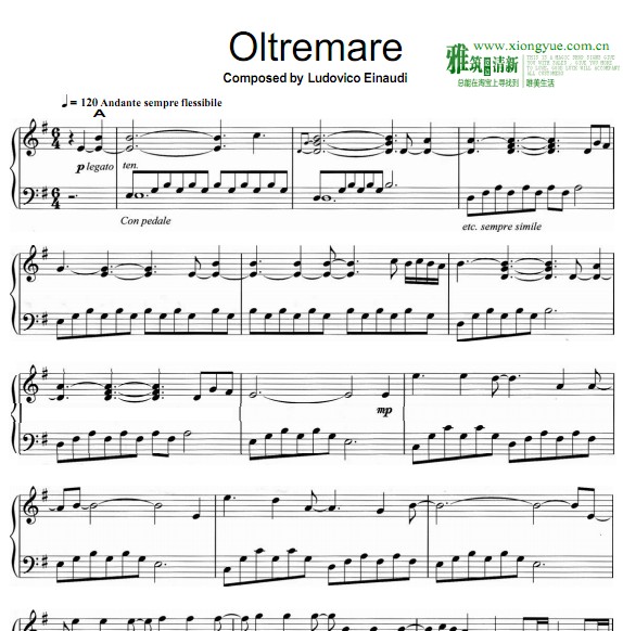 Ludovico Einaudi - Oltremare钢琴谱