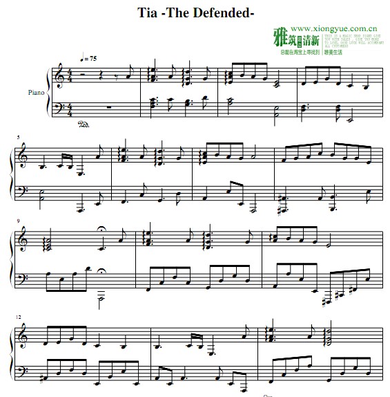Tia -The Defended- 钢琴谱