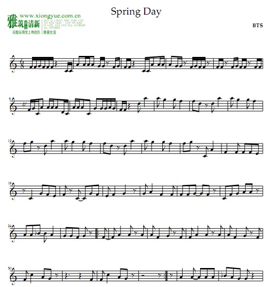 BTS 春日Spring Day单簧管谱