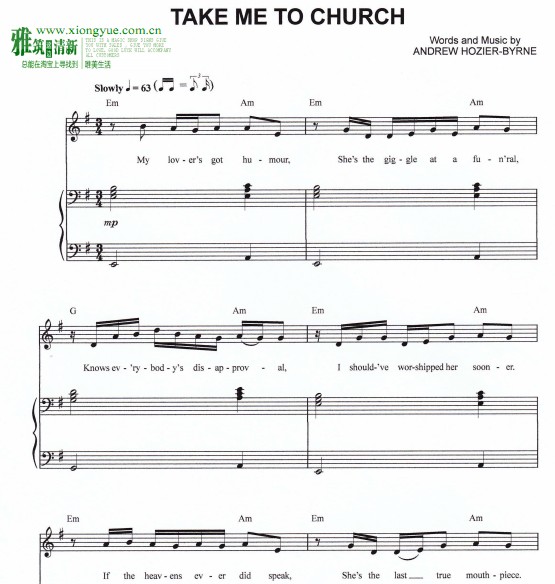 Take Me To Church钢琴谱