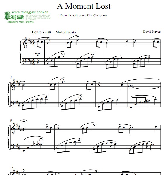 A Moment Lost钢琴谱