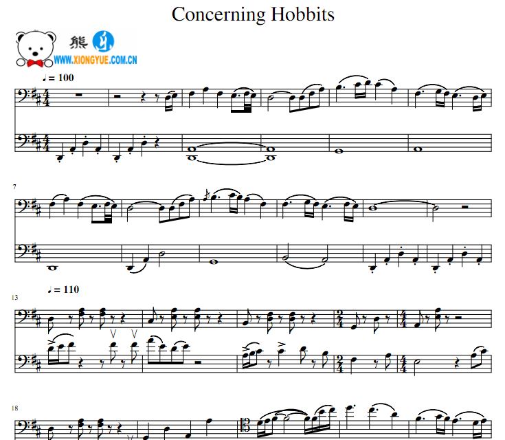 指环王魔戒1 Concerning Hobbits大提琴二重奏谱