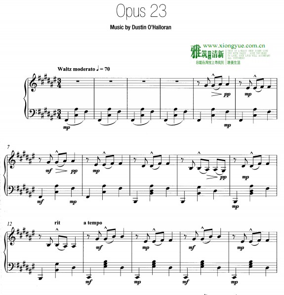 Dustin O’Halloran - Opus23钢琴谱