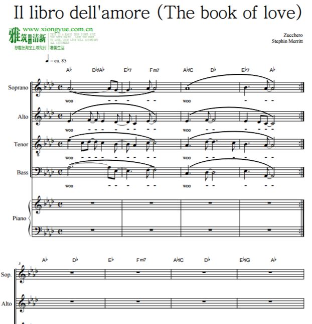 Zucchero - Il Libro Dell 'Amore SATB四声部合唱谱钢琴伴奏谱