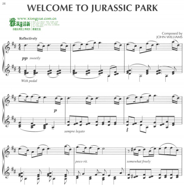 Welcome to Jurassic Park 钢琴谱