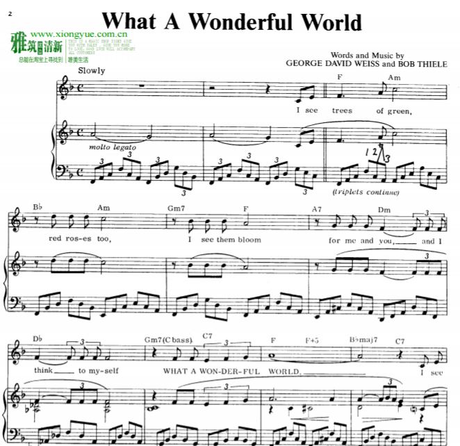 Louis Armstrong-What a Wonderful World钢琴谱