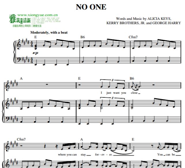 Alicia Keys - No One钢琴谱