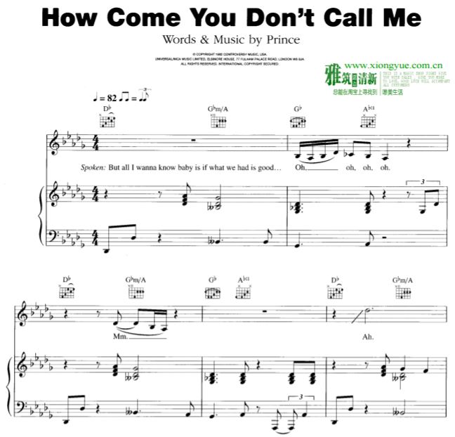 Alicia Keys - how come you don't call me钢琴谱