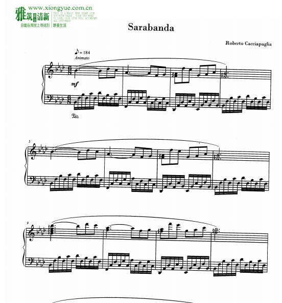 Roberto Cacciapaglia - Sarabanda钢琴谱