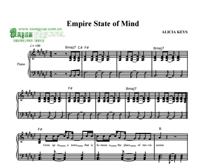 Alicia Keys - empire state of mind钢琴谱
