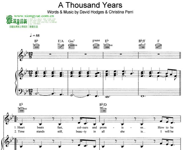 Christina Perri - Thousand Years钢琴谱
