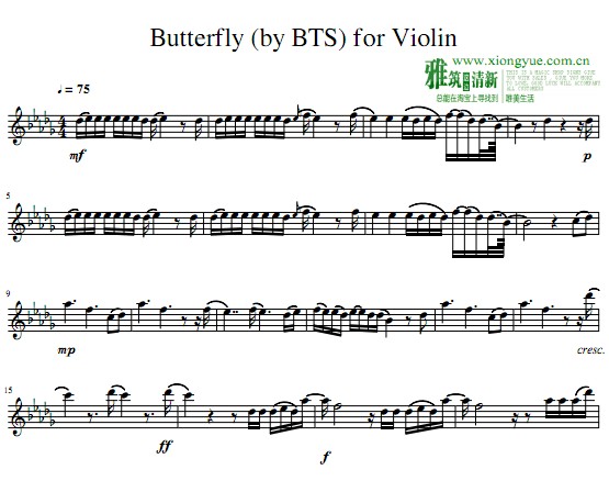 BTS - Butterfly小提琴谱