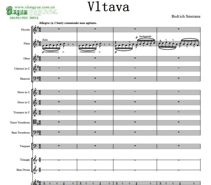 斯美塔那 沃尔塔瓦河总谱 smetana-vltava乐队总谱