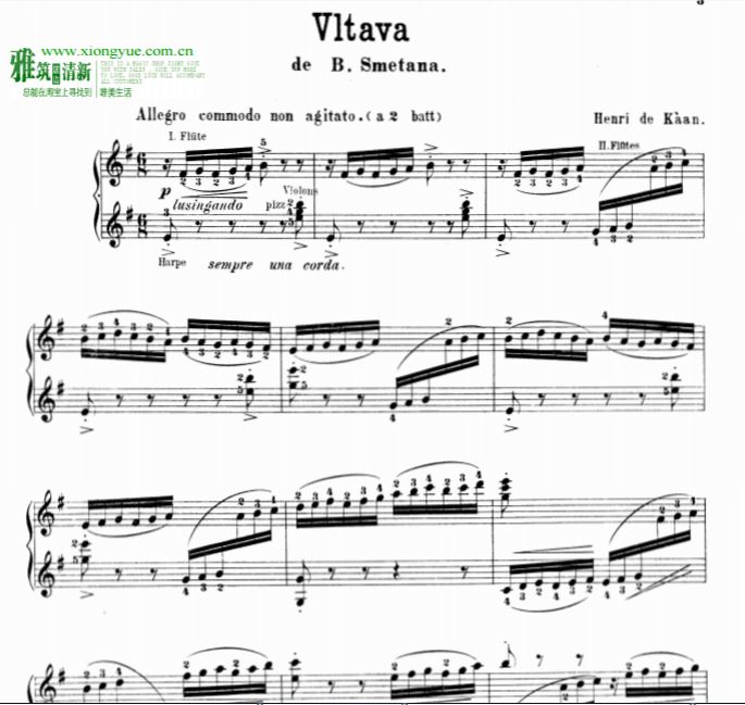 smetana 斯美塔那 沃尔塔瓦河vltava钢琴谱 琴谱 sheet music  古典