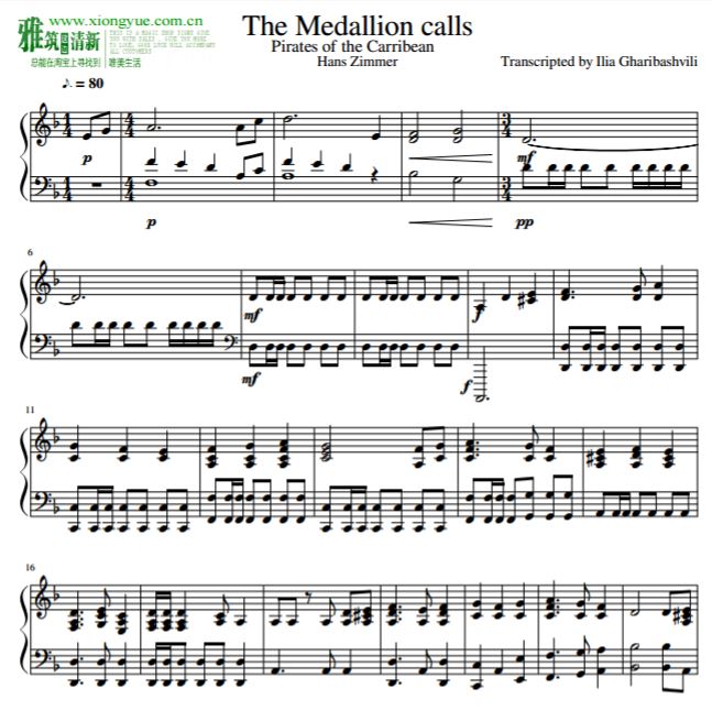 加勒比海盗 The Medallion Calls钢琴谱