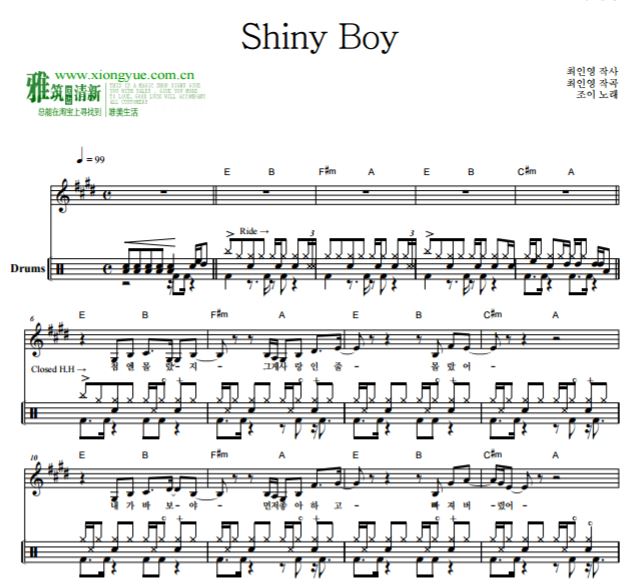她爱上了我的谎OST5 Joy-Shiny Boy爵士鼓谱